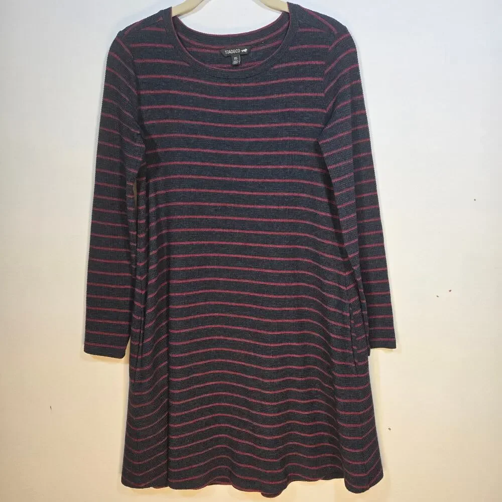 Toad & Co Striped Knit Thermal Dress Size XS - Picture 1 of 8